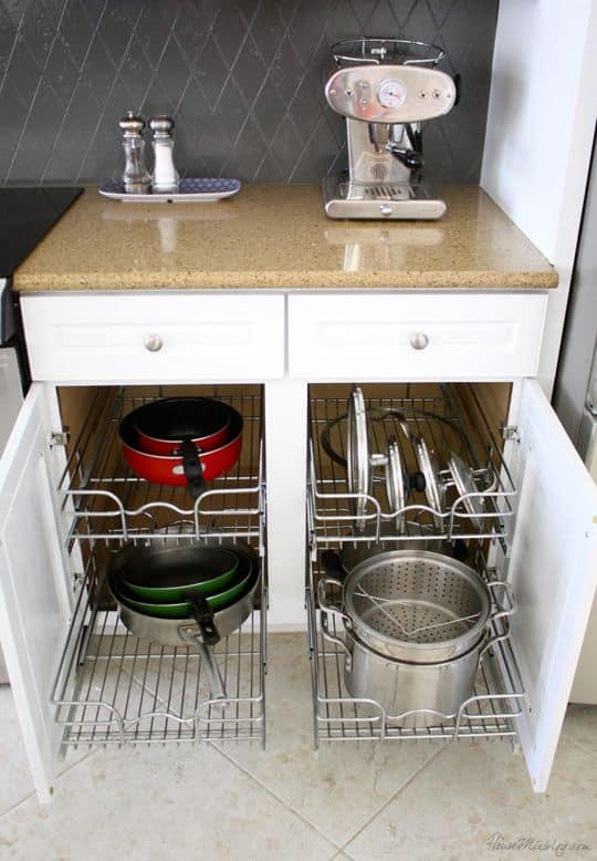 pots and pans organizer cabinets