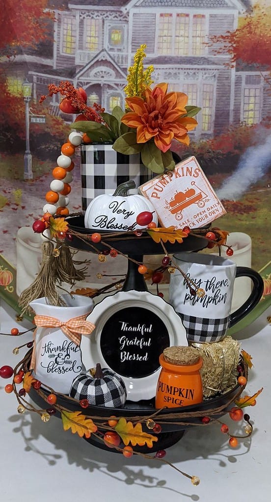chalk couture fall farmhouse tiered tray