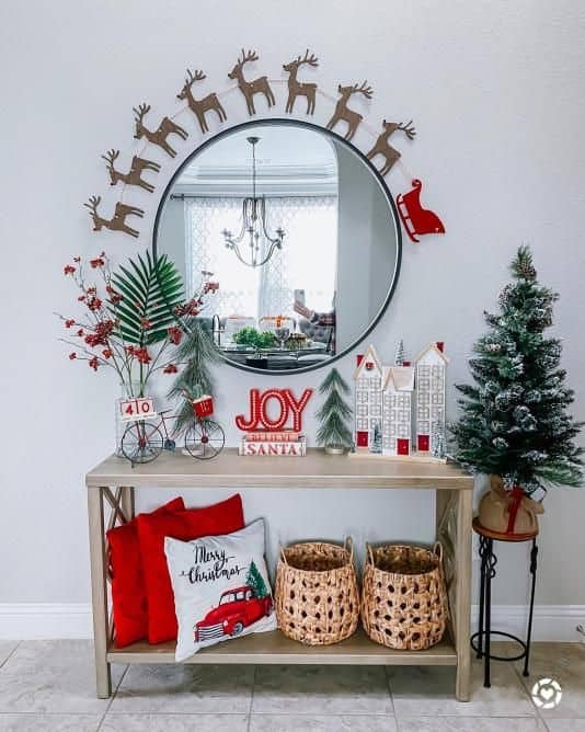 entryway table festive decor