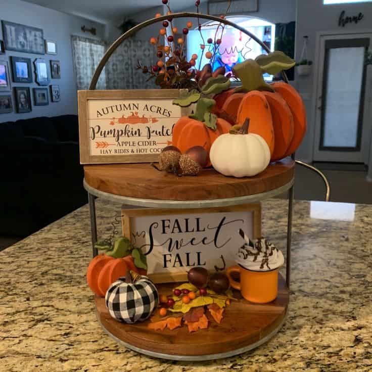 pumpkins fall tiered tray