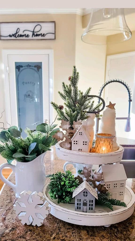 snowflakes tiered tray