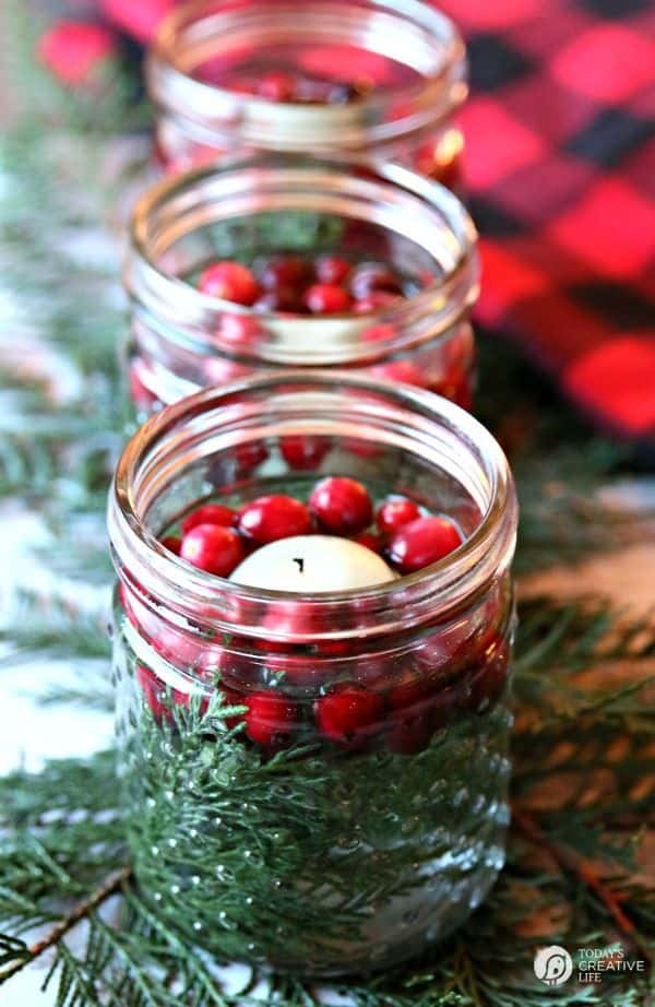 Christmas Mason jar centerpieces Christmas Mason jar centerpieces