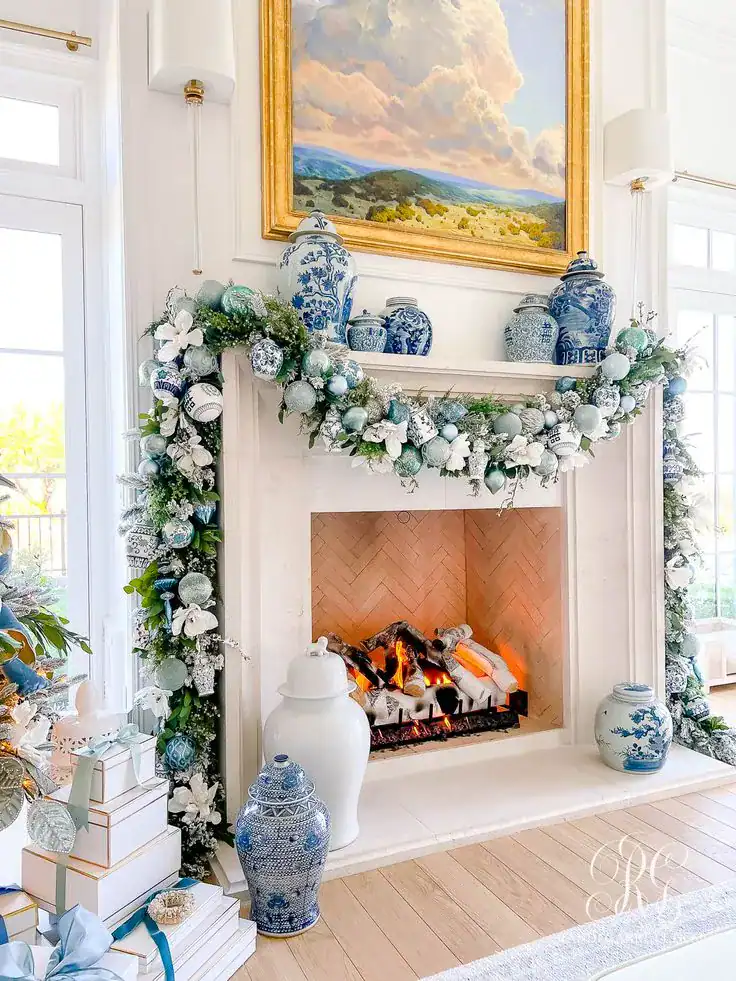 Coastal Christmas Living Room Décor  