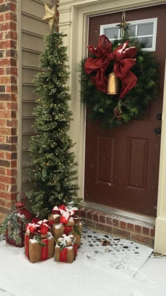 Ribbon Christmas Front Door Decor 