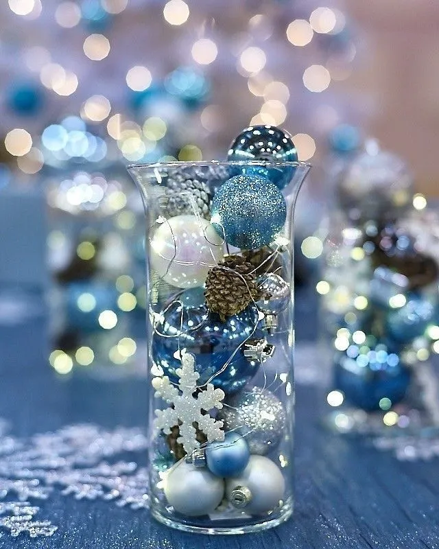 Blue winter centerpieces 