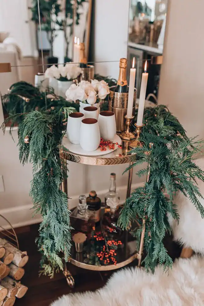 Christmas-Styled Bar Cart 