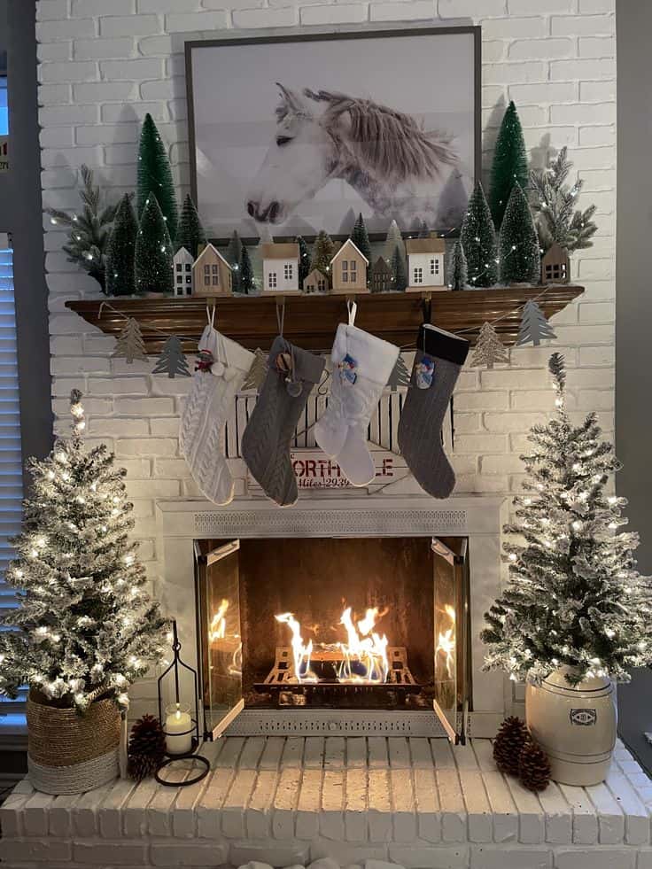 26 Delightful Christmas Mantel Decor Ideas for a Festive Home 11 Hanging Christmas stockings