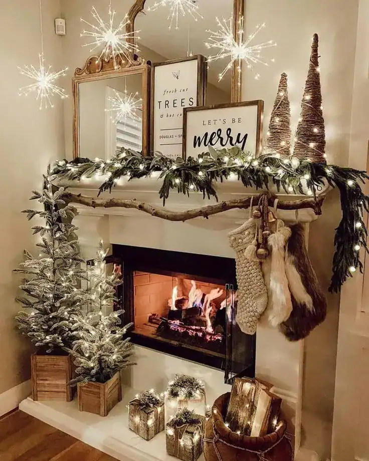 26 Delightful Christmas Mantel Decor Ideas for a Festive Home 1 Rustic Christmas mantel