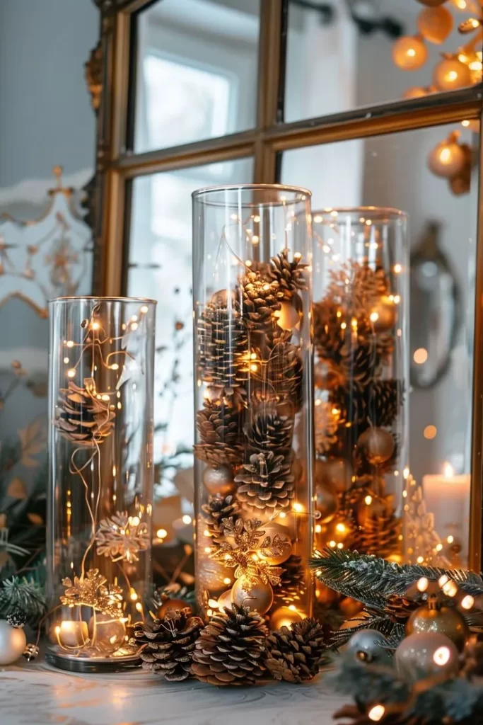 Simple Christmas table centerpieces 