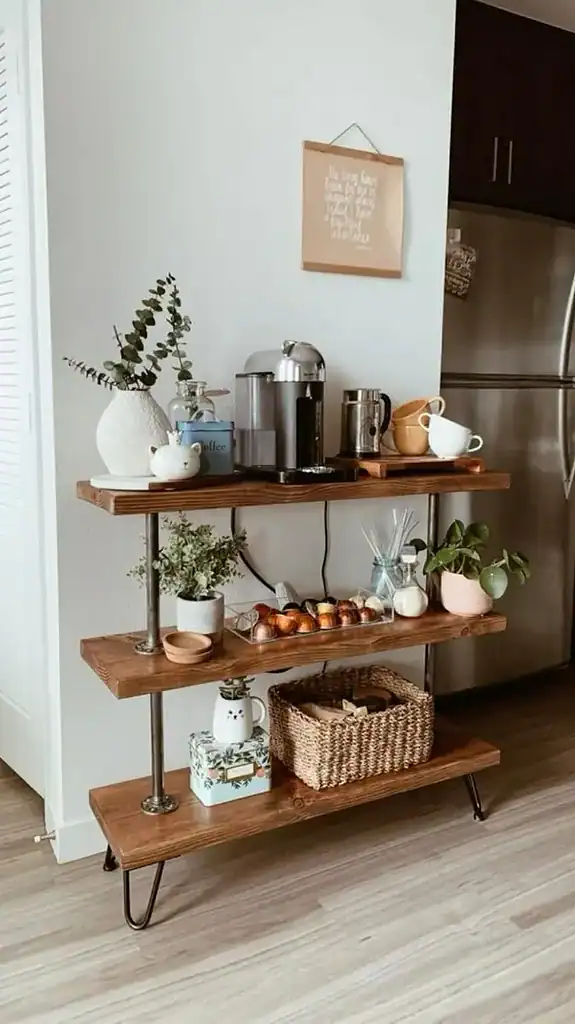 Wooden Coffee Bar Cart