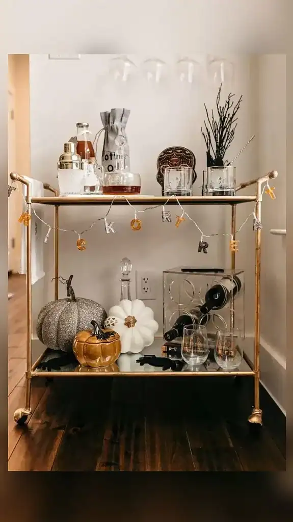 fall inspired bar cart  
