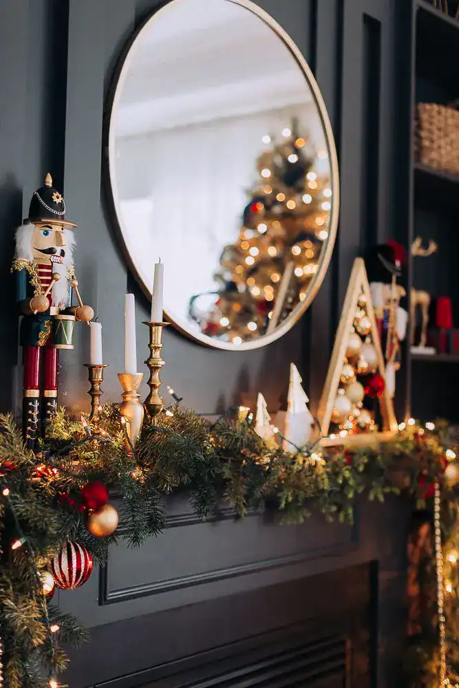 26 Delightful Christmas Mantel Decor Ideas for a Festive Home 24 mystery box Christmas mantel