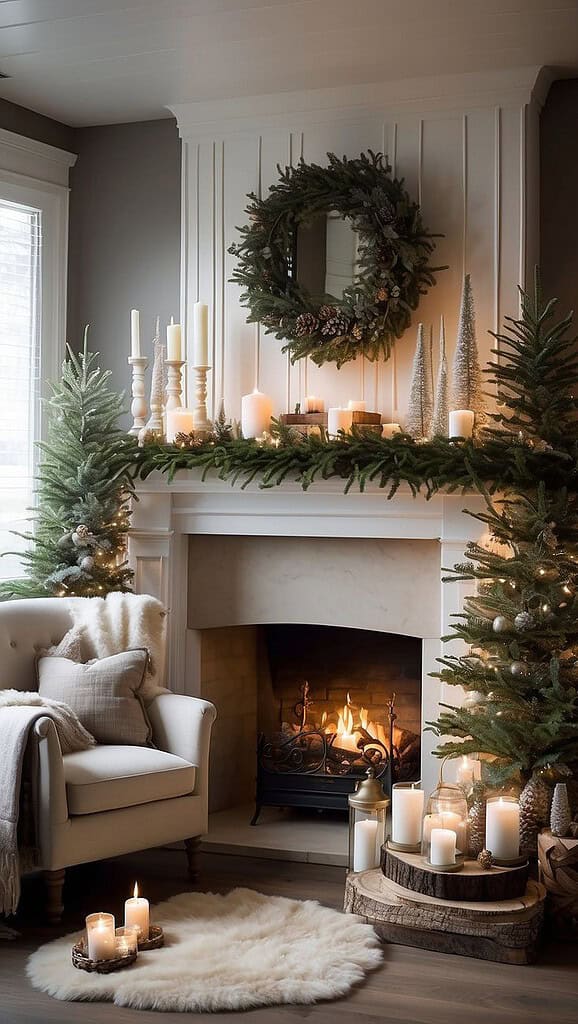 simple Christmas mantel simple Christmas mantel