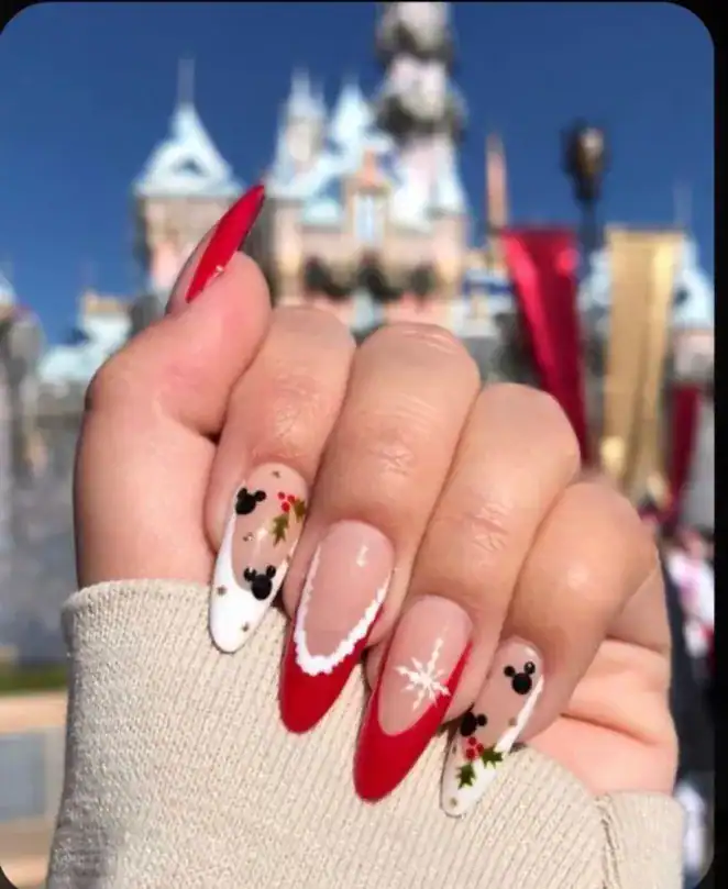 28 Easy Christmas Nail Design Ideas That Are Extra Festive 19 Disney Christmas Nails