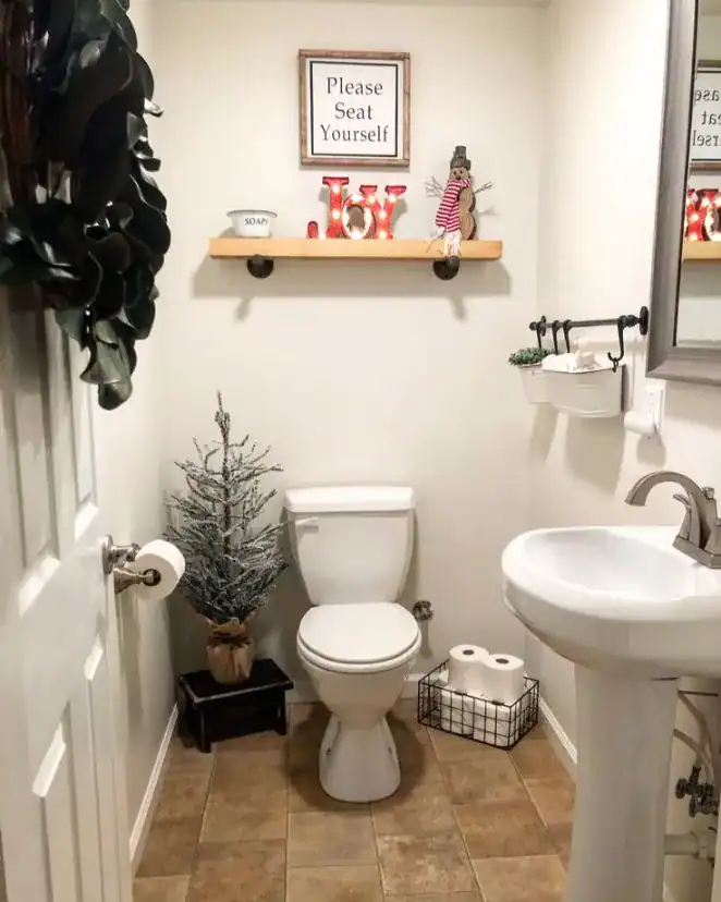 Farmhouse Christmas Bathroom