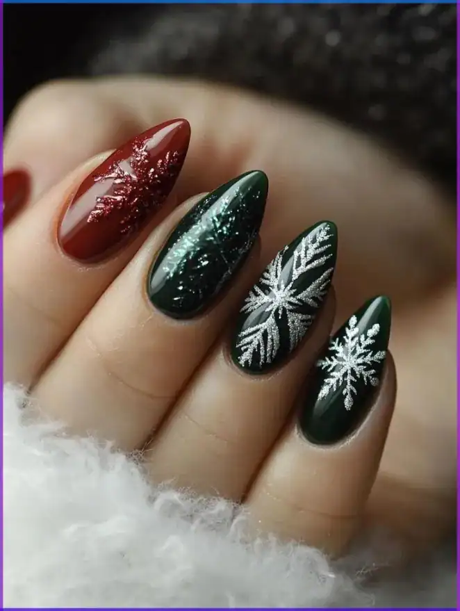 28 Easy Christmas Nail Design Ideas That Are Extra Festive 26 Red and Green Christmas Nails