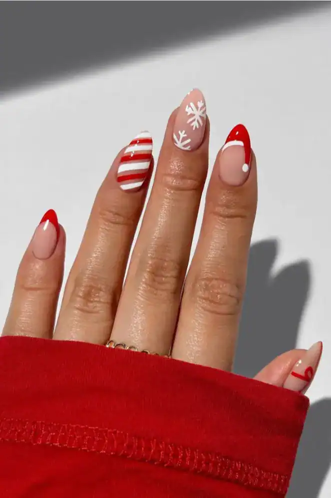 28 Easy Christmas Nail Design Ideas That Are Extra Festive 25 Red and White Christmas Nails