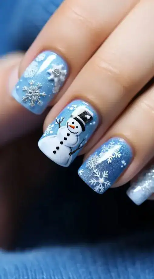 28 Easy Christmas Nail Design Ideas That Are Extra Festive 18 Snowman Christmas Nails