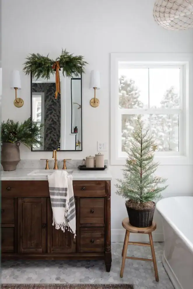 christmas bathroom mirror decoration ideas