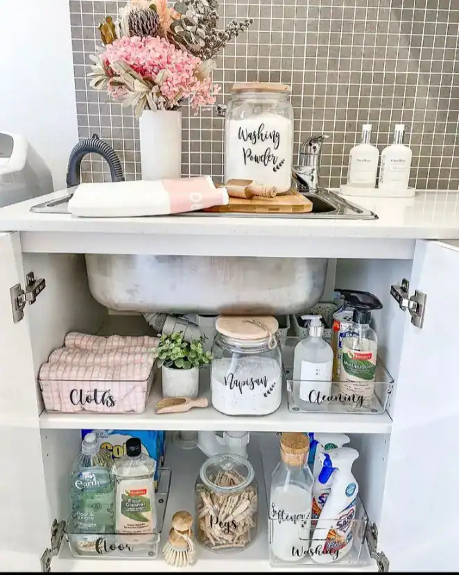 laundry room sink organization   