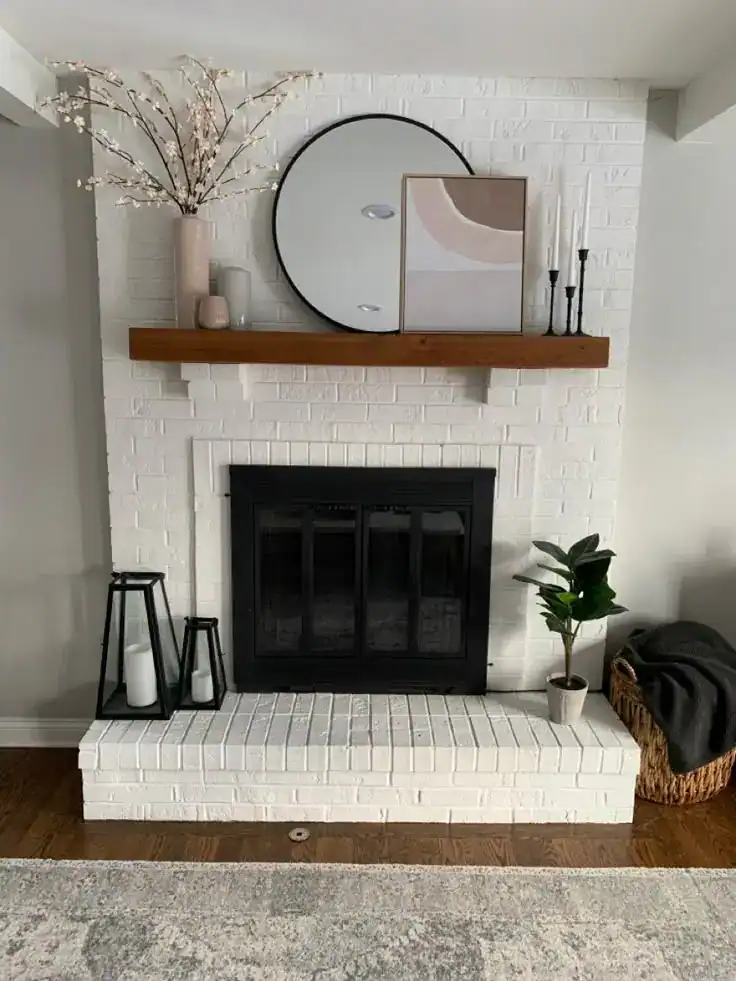 farmhouse mantel decor with tv