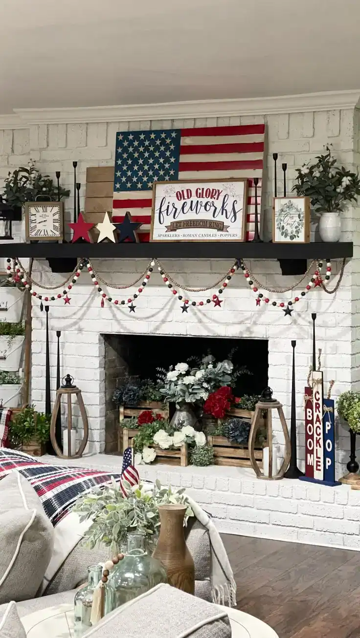 mantel decor july 4th