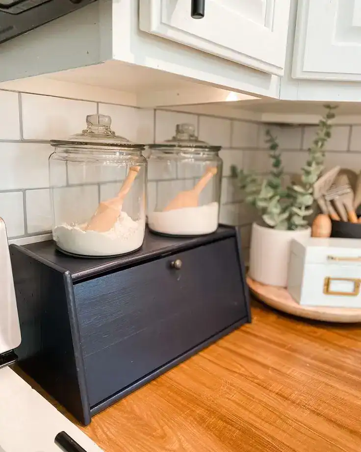 bread boxes on counter