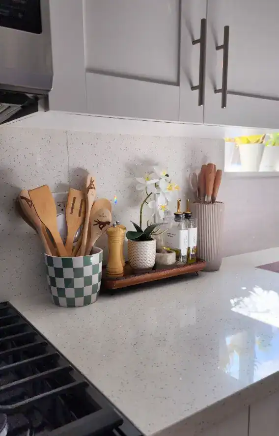 small apartment kitchen counter organization