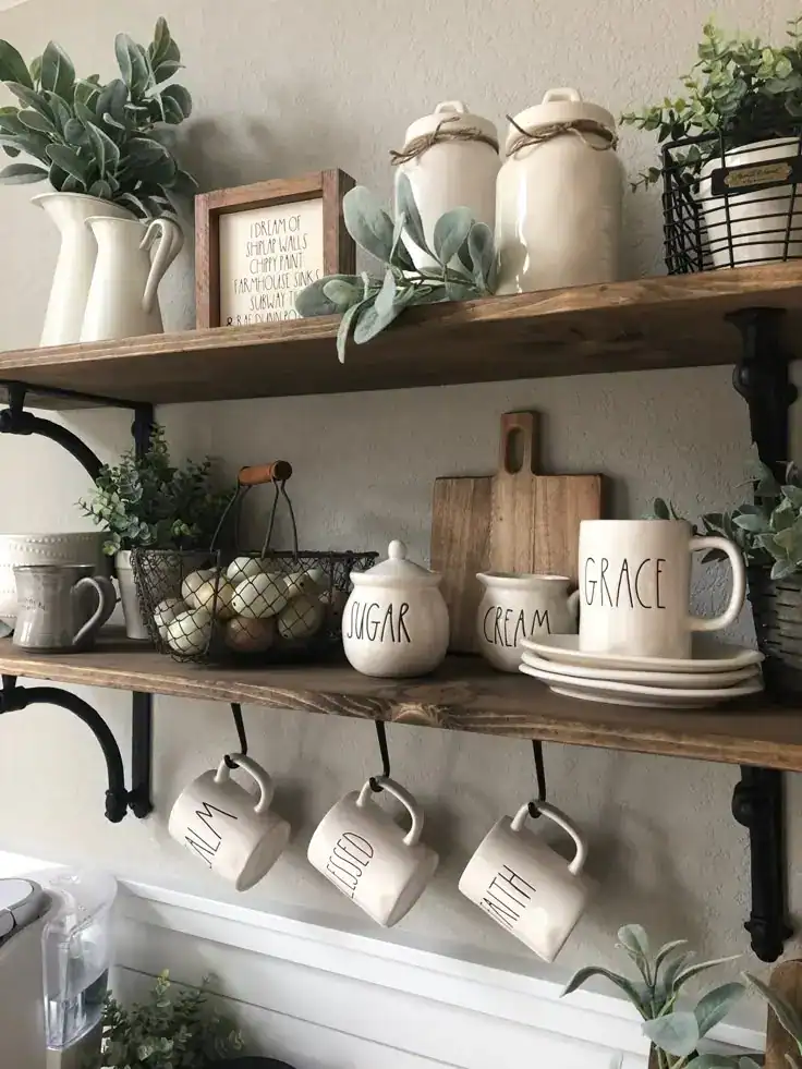 small kitchen floating shelf decor
