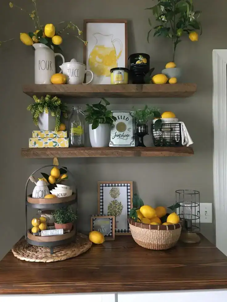 small kitchen shelf decor