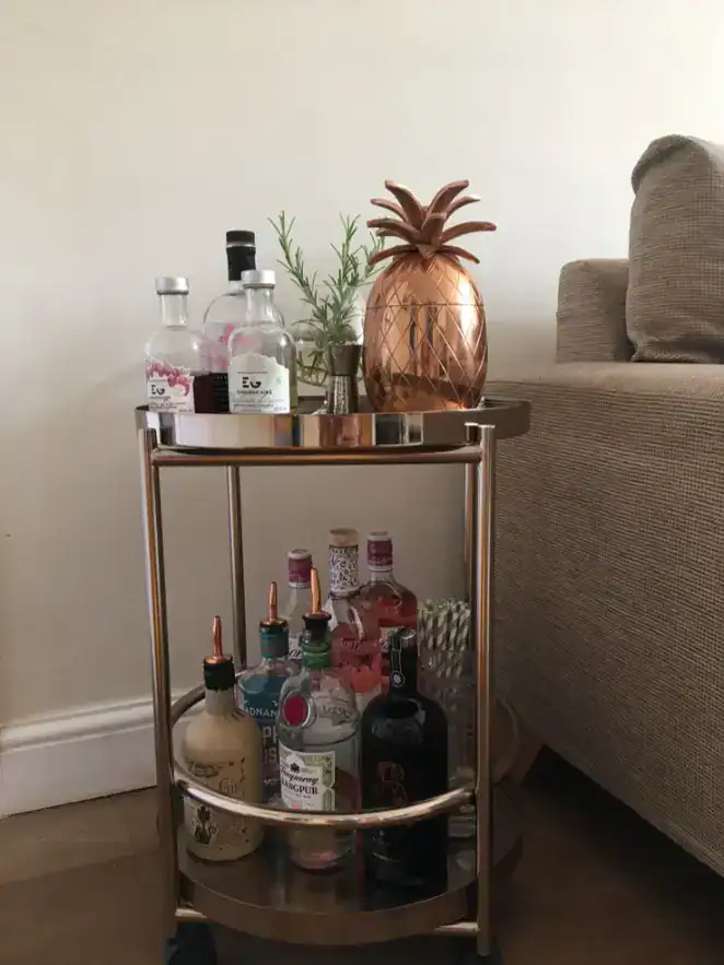 bar cart with wine rack