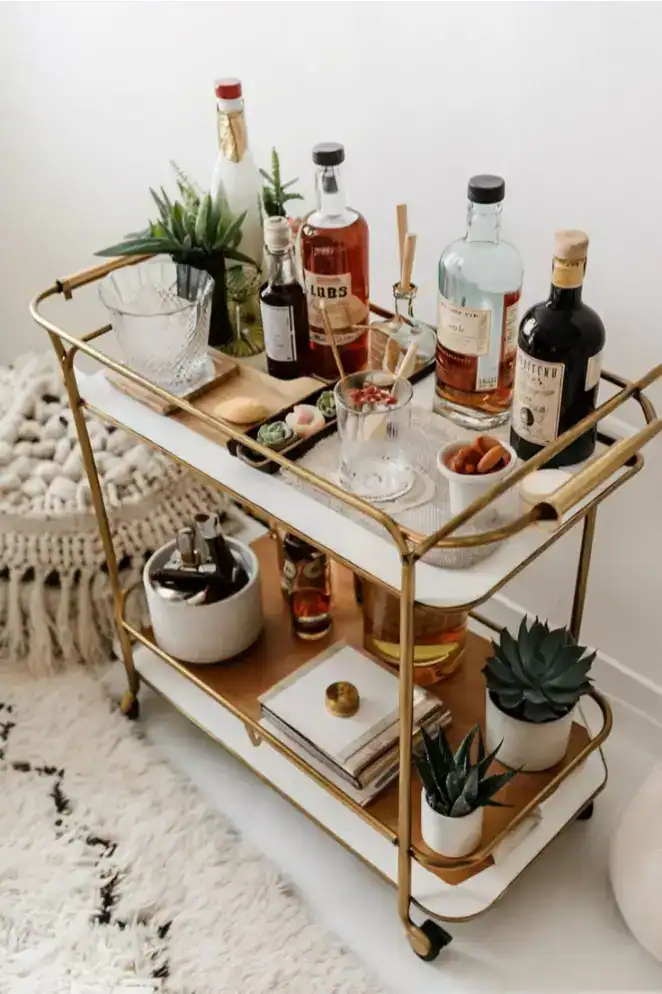 small corner bar cart