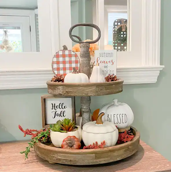 fall three tiered tray decor ideas fall three tiered tray decor ideas