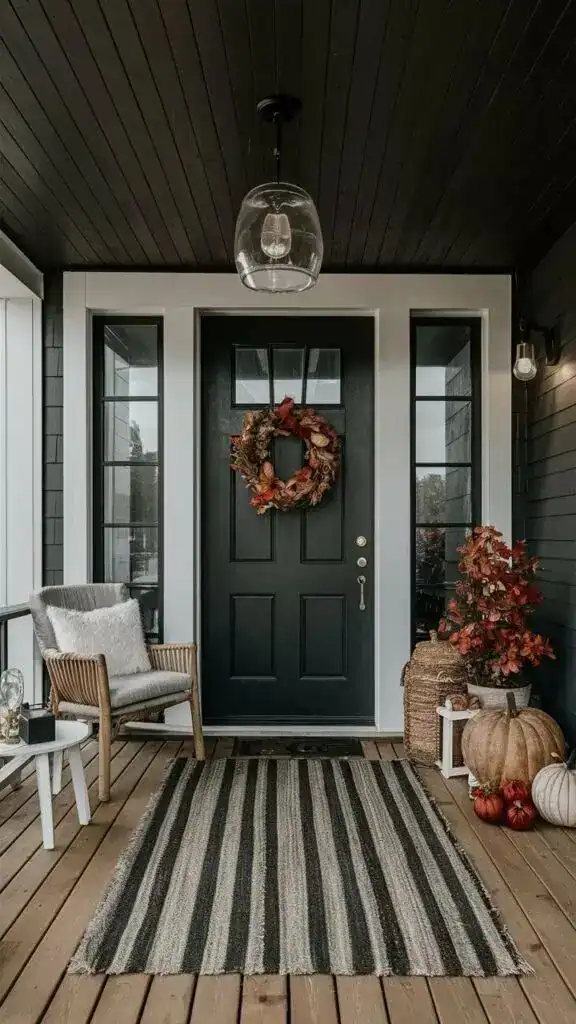 modern small front porch fall decor