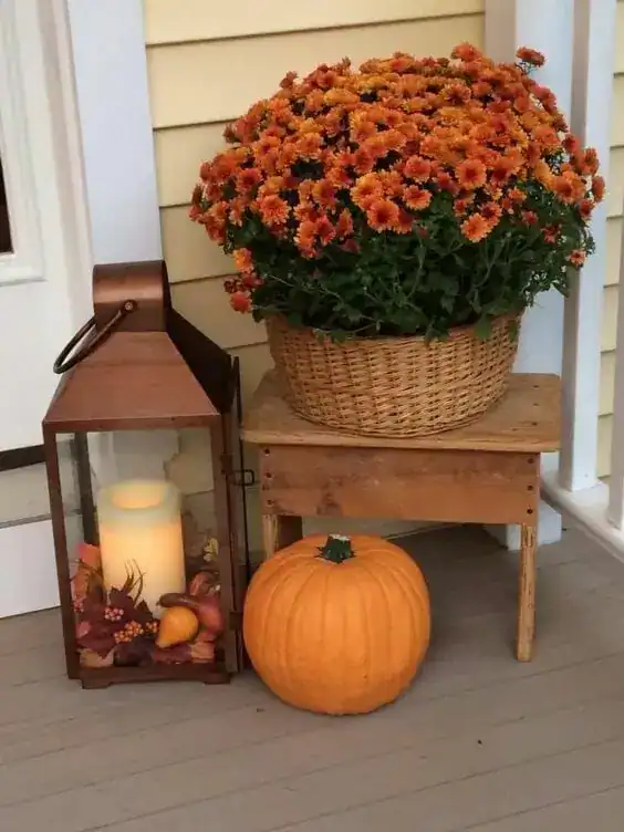 small front porch fall decor ideas bench