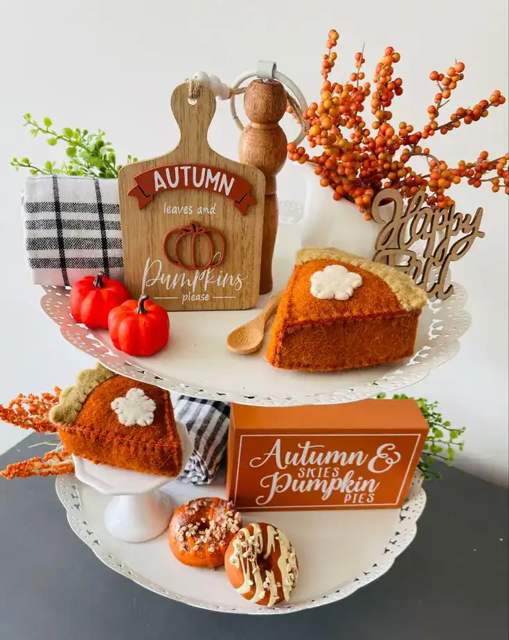 coastal living room decoration vintage fall tiered tray decor ideas